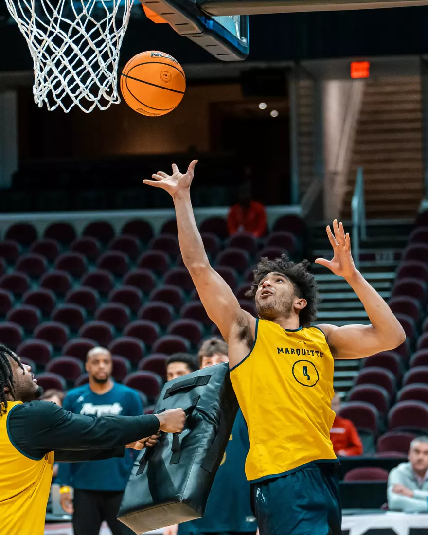 Marquette Men's Basketball media availibility and practice before the First Round of the NCAA Tournament on Thursday March 20, 2025 at Rocket Arena in Cleveland, OH.