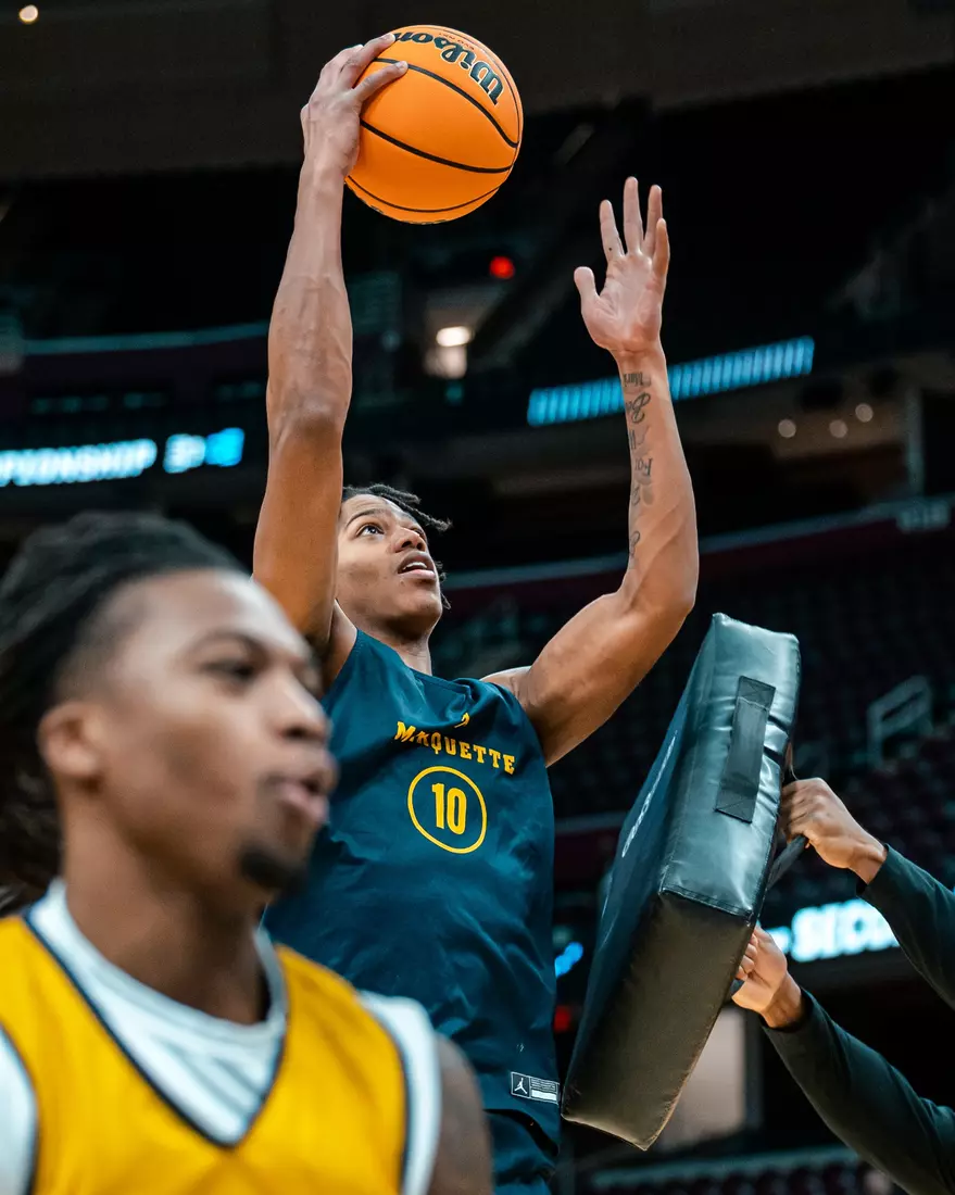 Marquette Men's Basketball media availibility and practice before the First Round of the NCAA Tournament on Thursday March 20, 2025 at Rocket Arena in Cleveland, OH.