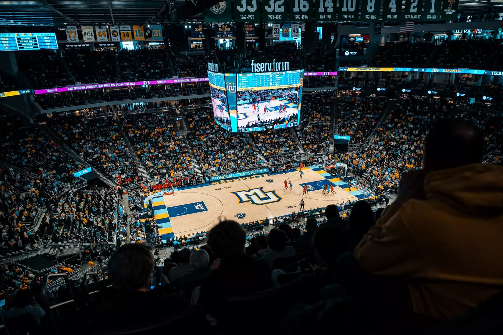 #20 Marquette Men's Basketball defeats #6 St.Johns 86-84  on Saturday, March 8th, 2025 at Fiserv Forum in Milwaukee, WI.
