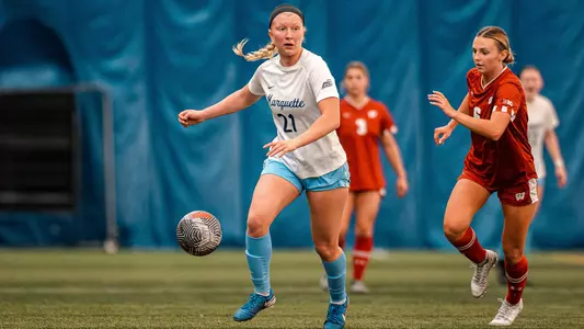 21 Kiley McMinn
Marquette Womens Soccer scrimmages Wisconsin on April 26th, 2025 at Valley Fields in Milwaukee, WI.