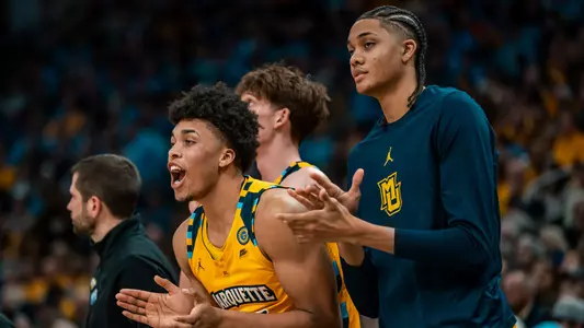 8 Joshua Clark, 35 Caedin Hamilton
#9 Marquette Men's Basketball falls to UCONN 77-69 on National Marquette Day on Saturday, February 1st, 2025 at Fiserv Forum in Milwaukee, WI