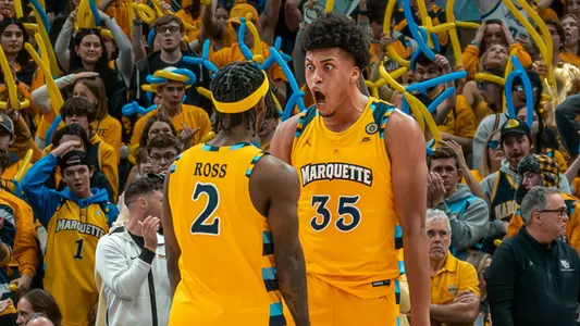 2 Chase Ross, 35 Caedin Hamilton
#9 Marquette Men's Basketball falls to UCONN 77-69 on National Marquette Day on Saturday, February 1st, 2025 at Fiserv Forum in Milwaukee, WI