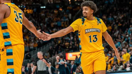 13 Royce Parham, 35 Caedin Hamilton
#9 Marquette Men's Basketball falls to UCONN 77-69 on National Marquette Day on Saturday, February 1st, 2025 at Fiserv Forum in Milwaukee, WI