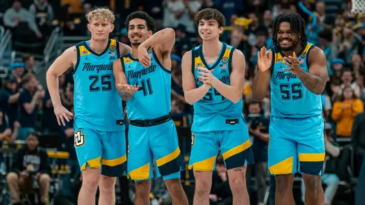 40 Casey O'Malley, 41 Jonah Lucas, 25 Jack Anderson, 54 Jake Ciardo, 55 Cameron Brown
#21 Marquette Men's Basketball defeats Providence 82-52 on Tuesday, February 25th, 2025 at Fiserv Forum in Milwaukee, WI