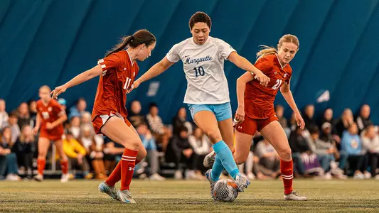 10 Jocelyn Leigh
Marquette Womens Soccer scrimmages Wisconsin on April 26th, 2025 at Valley Fields in Milwaukee, WI.