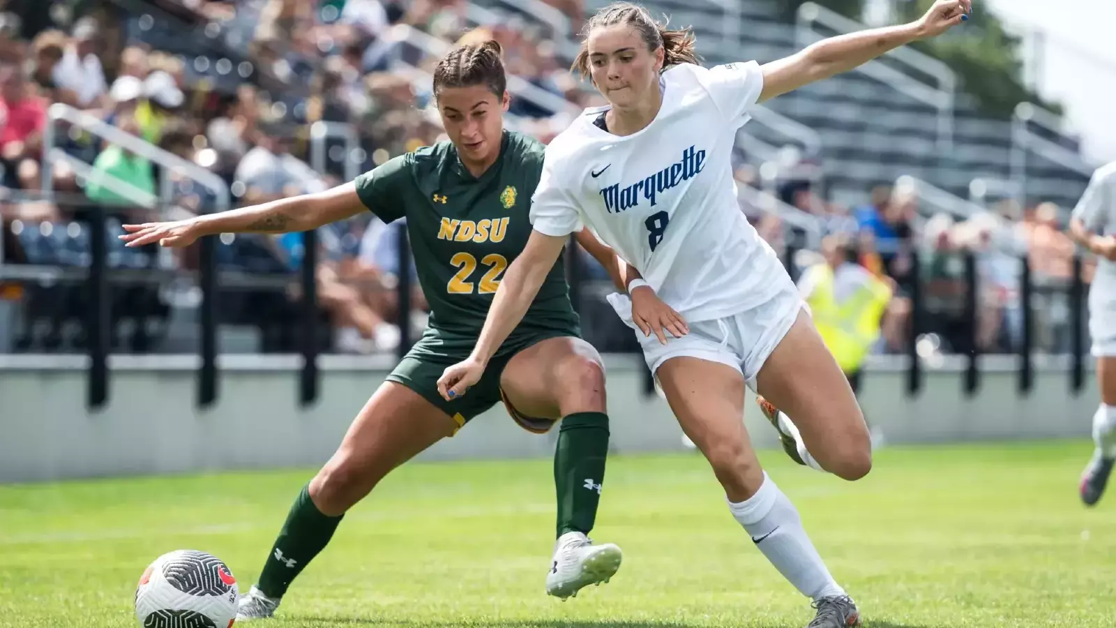 Marquette Womans Soccer defeats NDSU 2-0 at Valley fields in Milwaukee, WI on August 17th, 2025.