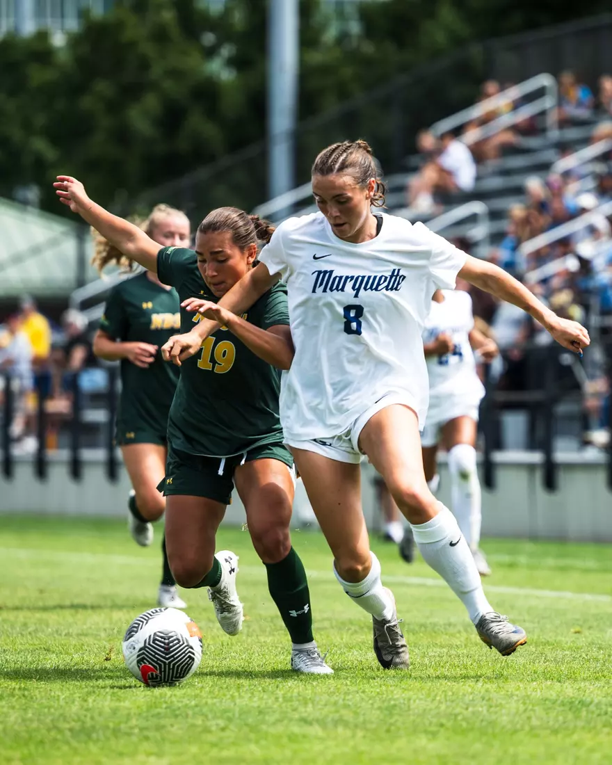 Marquette Womans Soccer defeats NDSU 2-0 at Valley fields in Milwaukee, WI on August 17th, 2025.