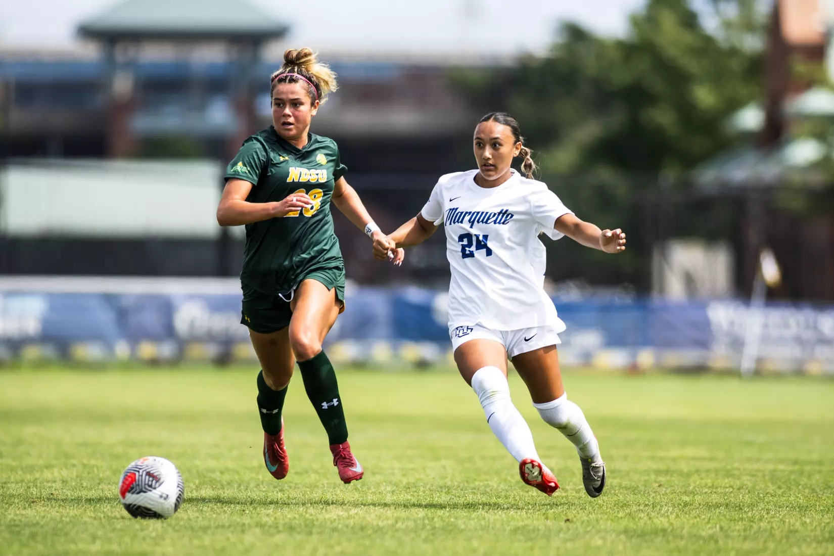 Marquette Womans Soccer defeats NDSU 2-0 at Valley fields in Milwaukee, WI on August 17th, 2025.