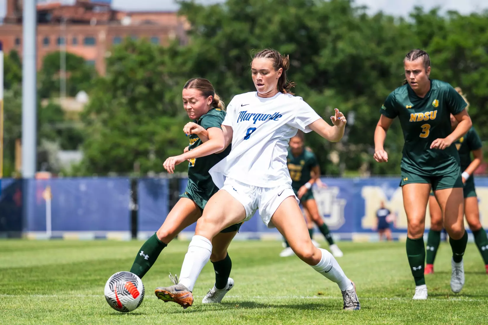 Marquette Womans Soccer defeats NDSU 2-0 at Valley fields in Milwaukee, WI on August 17th, 2025.