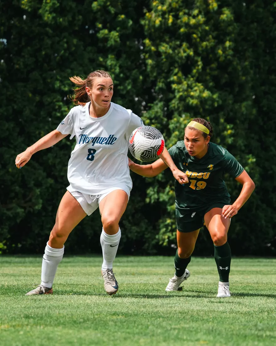 Marquette Womans Soccer defeats NDSU 2-0 at Valley fields in Milwaukee, WI on August 17th, 2025.