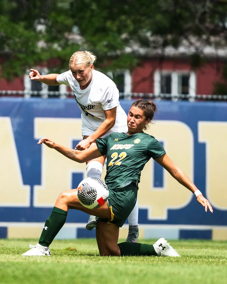 Marquette Womans Soccer defeats NDSU 2-0 at Valley fields in Milwaukee, WI on August 17th, 2025.