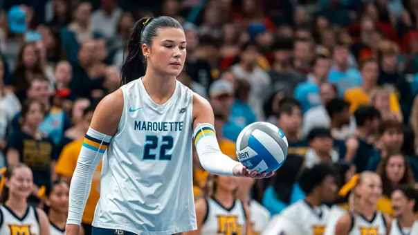 Marquette Womens Volleyball falls to  Wisconsin 3-0 at Fiserv Forum in Milwaukee, WI on September 18th, 2025.