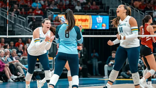 Marquette Womens Volleyball falls to  Wisconsin 3-0 at Fiserv Forum in Milwaukee, WI on September 18th, 2025.