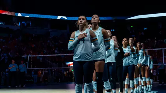 Marquette Womens Volleyball falls to  Wisconsin 3-0 at Fiserv Forum in Milwaukee, WI on September 18th, 2025.