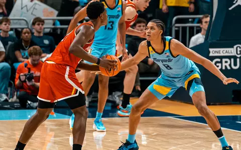 8 Joshua Clark
Marquette Mens Basketball falls to Maryland 89-82 at the Fiserv Forum in Milwaukee, WI on November 15th, 2025.