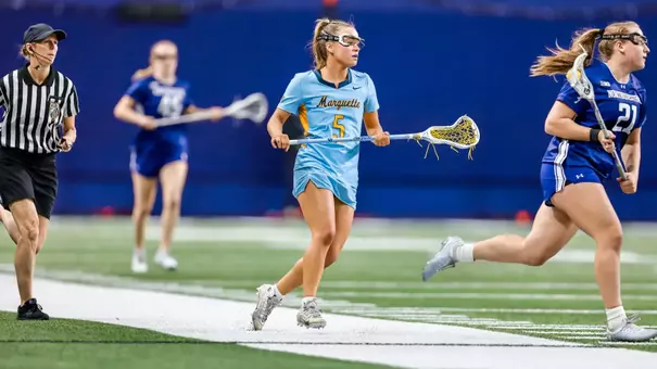 The Marquette University Women's Lacrosse team took on #4 Northwestern on Friday, Feb. 20, 2026 at Ryan Fieldhouse in Evanston, IL. Photo by Manuel Serrano/MarquetteAthletics.