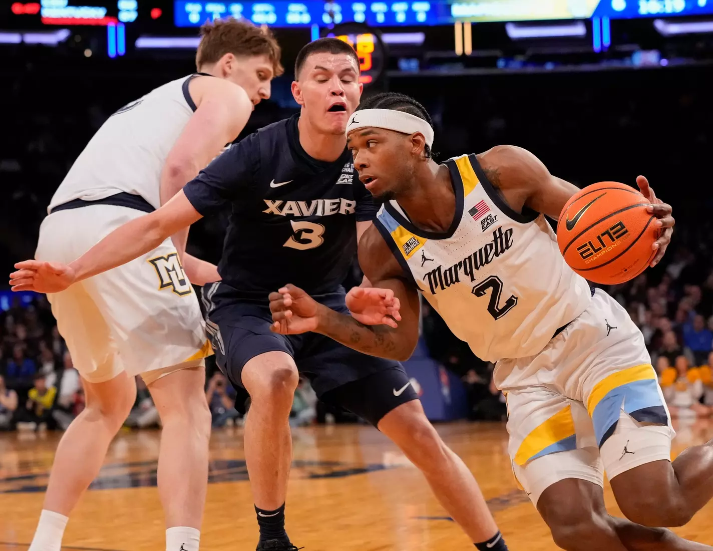 NEW YORK, NY - MARCH 11: during the first half of the Big East Men’s Tournament first round at Madison Square Garden on March, 11, 2026 in New York City. (Photo by Porter Binks)