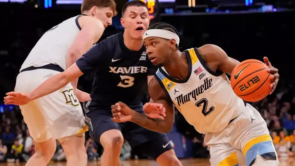 NEW YORK, NY - MARCH 11: during the first half of the Big East Menās Tournament first round at Madison Square Garden on March, 11, 2026 in New York City. (Photo by Porter Binks)