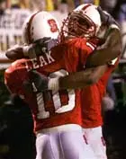 Willie Wright celebrates with Eric Leak