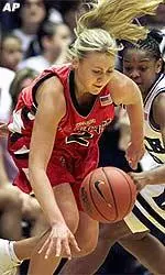Sophomore Rachel Stockdale and the 2002-03 Wolfpack Women take to the court for the first time on Saturday, Oct. 12.