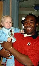 Dantonio Burnette and a new friend at Wolfson Children's Hospital.