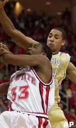 NC State's Josh Powell, seen here driving on Robert Brooks, had 14 points against Georgia Tech on Jan. 19