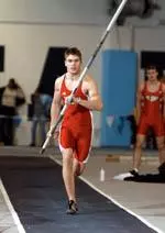 Eric Hoverstad finished third in the pole vault at UNC Friday night.