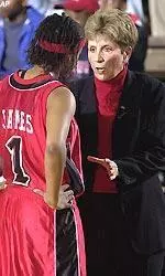 Senior Terah James, pictured with head coach Kay Yow, and the Wolfpack will come together as a team on Saturday.