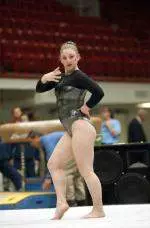 Sophomore Cori Goldstein won the floor with a score of 9.875 and helped the Pack finish first in the Hearts Invite.