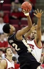 Jordan Collins played tough post defense for NC State on Monday.