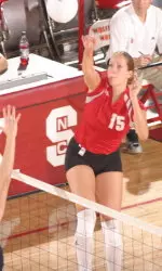 Senior outside hitter Melanie Rowe will look to repeat her prior 22-kill performance against the Hokies Friday night.