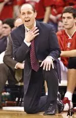 NC State head coach Herb Sendek barks instructions from the sidelines.