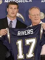 Philip Rivers poses with his new coach, Marty Schottenheimer.