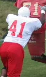 Martrel Brown works the sled.