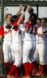 NC State celebrates a sweep over Campbell.