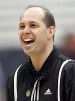 Wolfpack head coach Herb Sendek has a laugh during Thursday's practice session in Syracuse.