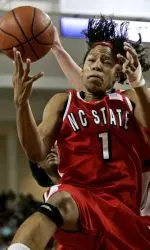 Khadijah Whittington battles Boston College's Kathrin Ress, of Italy, for a loose ball during the first half.