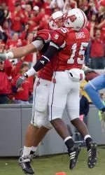 Senior wide receiver Darrell Davis celebrates.