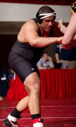 Sophomore heavyweight Eloheim Palma takes a 9-3 record into this weekend's matches at VMI and Virginia. (Photo by Peyton Williams)