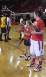 Kim Durham assisted in the Jr. Pack Clinic