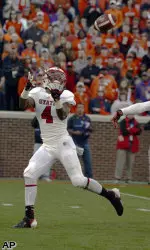 Tobias Palmer pulls in a reception for a touchdown. Palmer set an ACC record with 496 all-purpose yards.