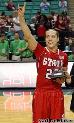 Marissa Kastanek holding the ACC Scholar-Athlete of the Year award