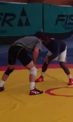 Kelly training with Jarrod Frayer, Olympian competing at 66kg.