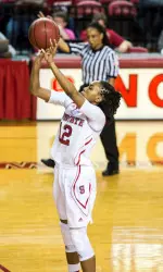 Krystal Barrett dished out six of State's 25 assists on Saturday