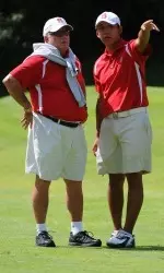 Albin Choi with head coach Richard Sykes at the NCAA Championship