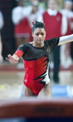 Senior Diahanna Ham posts a 9.900 on vault and finishes second overall