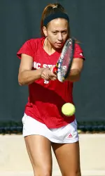 Rachael James-Baker ran her singles record to 4-0 on the year with a 6-1, 6-2 win on Saturday.