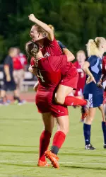 Annah Lindberg celebrates after scoring the match-winner Friday night