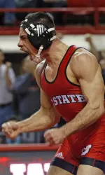 Joe DeAngelo celebrates his win over #8 Klimara on Senior Day.