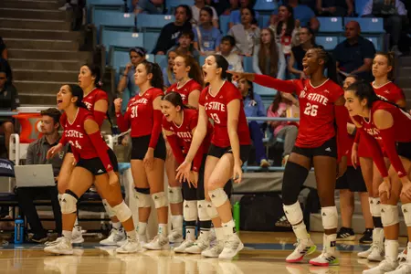 VB sideline at UNC